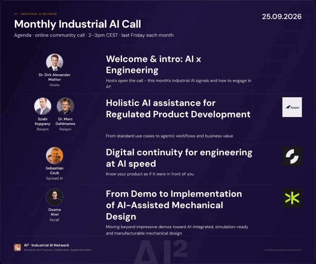 Agenda for the Monthly Industrial AI Call on 25.09.2026